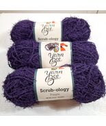 Yarn-bee Scrub-ology yarn Purple #500 set of 3 skeins textured polyester - $408.60 MXN