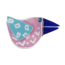 Vtg 1980s Whimsical HW Helen House Glass Studios Purple Navy Bird Pin Ar... - €12,06 EUR