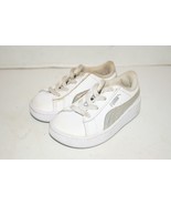 PUMA Boys Sz 5C CLASSIC White Leather Sneakers 381499-01 Lace Up - $26.94 CAD