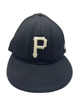 Pittsburgh Pirates Hat Cap Size 7 1/4 Black White New Era Embroidered Baseball - £14.38 GBP