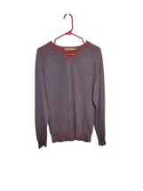 Raffi Large (52) Neck Cashmere Blend Sweater Gray Rust Colored Trim Pull... - £23.50 GBP