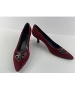 Stuart Weitzman Heels Women 6.5 N Shoes Red Suede Cutout Slipon Kitten P... - €29,57 EUR