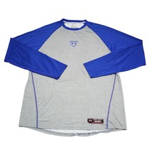 Under Armour Shirt Men L Blue Gray Heatgear Fitted Long Sleeve Casual At... - £14.59 GBP