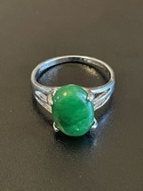 Green Jade S925 Silver Men Woman Ring Size 10 - £11.66 GBP