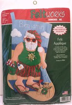 Dimensions Feltworks Appliqué Beach Santa 18&quot; Xmas Stocking Holiday 8121... - £47.87 GBP