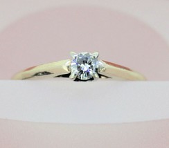 1/4 Ct Diamond Solitaire Engagement Ring Real Solid 14 K Gold 1.6 G Size 7.25 - £426.26 GBP