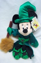 Walt Disney World 2001 Halloween Minnie Mouse Green Witch 11" Bean Bag Toy New - $18.32