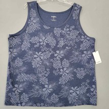 Goodfellow  Tank Top Womens XXL Plus Casual Blue Beachy Palm Print Scoop... - £8.42 GBP