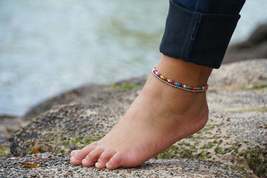 Fancy Dual Band Boho Silver Anklet - £9.34 GBP