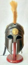 Vintage Médiévale Grec Corinthien Armure Casque Avec Cuir Plume Knight Casque - £94.80 GBP