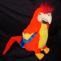 14&quot; Vintage 1994 Hosung Red Realistic Parrot Macaw Bird Stuffed Animal Plush Toy - £26.57 GBP