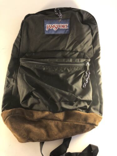 JanSport Backpack Vintage Black 19"  Suede Leather Bottom - $32.66
