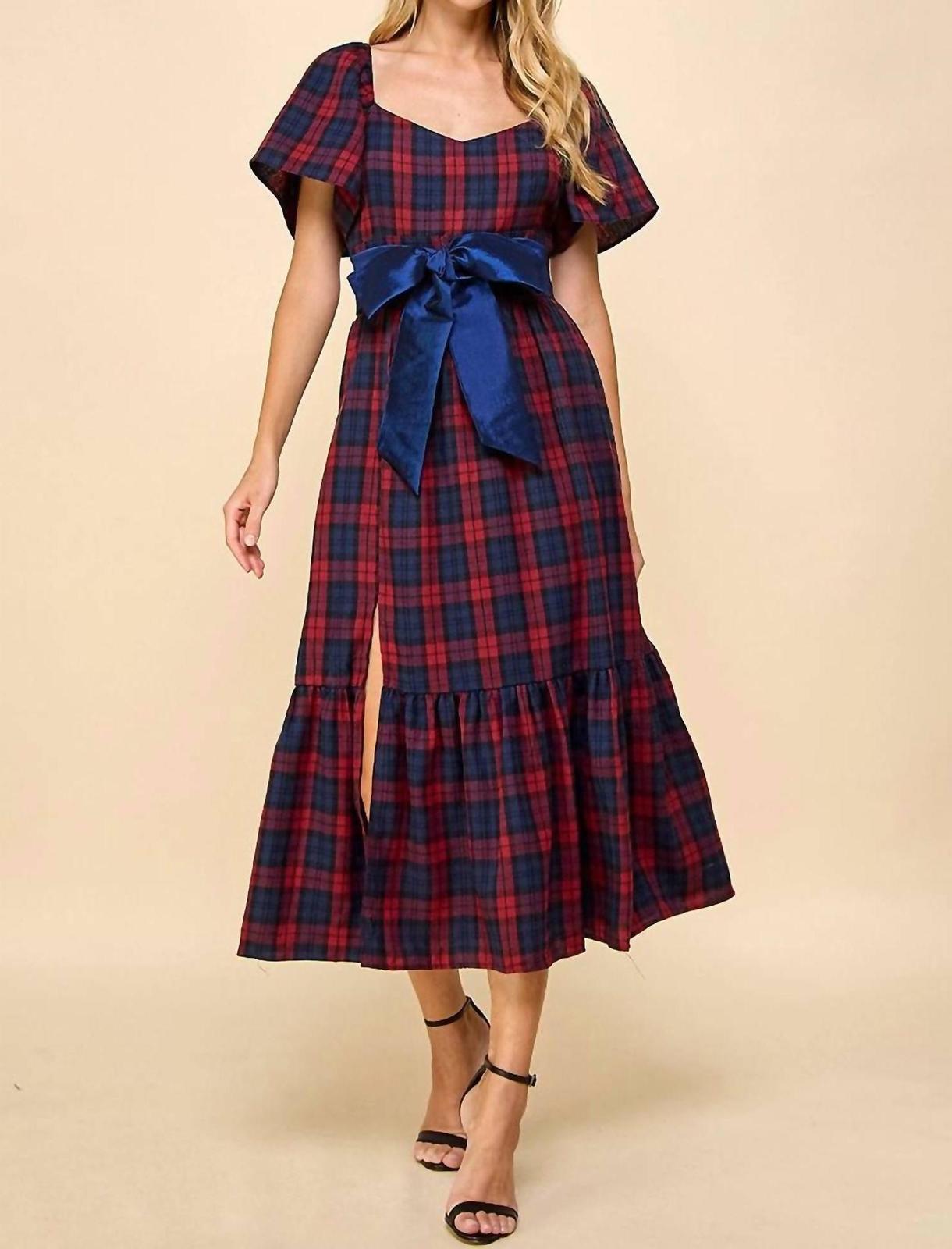 Tcec Countryside Chic Plaid Midi Red - $38.00