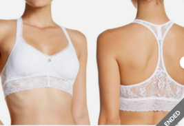 DKNY Signature Lace T-Back Bralette Lace Bra Sz S WHITE 735233 NEW - $14.99