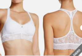 DKNY Signature Lace T-Back Bralette Lace Bra Sz S WHITE 735233 NEW - £11.98 GBP