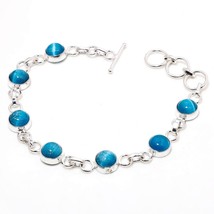 Blue Monalisa Round Shape Gemstone Handmade Ethnic Bracelet Jewelry 7-8&quot;... - £4.71 GBP