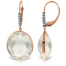 Galaxy Gold GG 14k Rose Gold Diamonds Leverback Earring with Checkerboar... - £387.91 GBP+