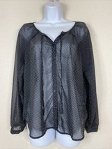 Old Navy Womens Size S Sheer Tie Neck Button Front Blouse Long Sleeve - £4.97 GBP