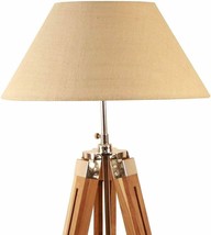 Designer Nautical Tripod Floor Lamp Stand Teak Wood Natural Finish Any Room Lamp - $94.99