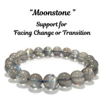 Brazilian Premium Gray Moonstone Crystal Bracelet - Reiki Energy Quartz Beaded B - £1,281.19 GBP