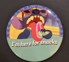 I’m Here For Snacks STITCH DISNEY Pin Button 3” -NOS #17 - $9.90