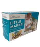 Little Market Wooden Toys By Little Adventures 9 Foods Plus Grocery Bag New - €16,74 EUR