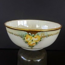 Lenox American Belleek Bowl Hand Painted Yellow Roses Gold Trim 6&quot; Dish - £117.44 GBP