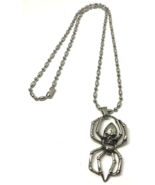 Silver 28&quot; Skull Spider Pendant Necklace Men&#39;s Gothic Retro Jewelry Chain - $374.14 MXN