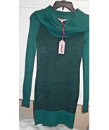 New Candies Womens Sz XS Green Black Long Cowl Neck Sweater Dress Ret $54 - $13.85