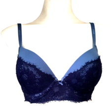 34D Aerie Plunge Bra Blue Lace Padded Underwire - $25.23