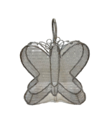 Vintage Butterfly Shaped Silver Wire Mesh Metal Basket With Handle 9.75x... - $16.41