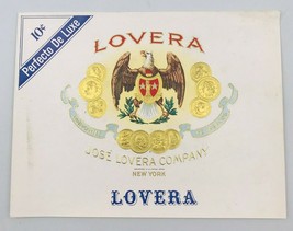 Vintage 1950&#39;s Jose Lovera Company Cigar Label 8.5&quot; x 6.5&quot; Eagle w/Golden Shield - £14.76 GBP