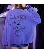 Kuromi Embroidery Fleece Jacket | Women Lolita Kawaii Jacket Sweater Out... - $59.00