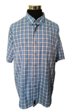 Wrangler Shirt Men&#39;s Size XXL Button Front Blue Plaid Short Sleeves Cotton - £10.18 GBP