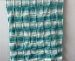 Hand Knit Baby Afghan Blanket Green White 27 by 31 inches - £12.07 GBP