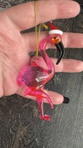 3.5&quot; ~ Flamingo ~ Dressed For Christmas Ornament Blown Glass VTG - €6,71 EUR