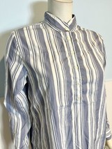 J. Crew Women&#39;s Button Up LS Woven Striped Blouse Blue/White Size 6 - £14.93 GBP