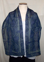 Scarf Blue Border End Wine Tasting Grape Cluster  60&quot; L  x  14&quot; W 100% P... - $14.85