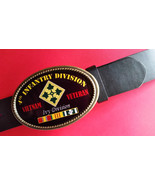 Vietnam Veteran -4th INFANTRY DIVISION-Epoxy  Buckle &amp; Blk Bonded Leathe... - $33.77 CAD