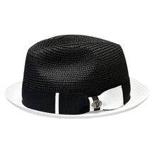 Men's Bently Semi Crushable Fedora Briad Straw Hat Enzo EN200 Black/White image 2
