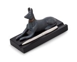 Bey Berk Egyptian Dog Pen Holder with Blue Patina Finish on Black Wood Base - $49.95