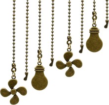Ceiling Fan Pull Chain Set, 4 Pieces Bulb And Fan Pattern Pull, Antique Bronze - £28.76 GBP