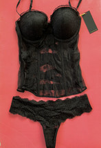 Victoria&#39;s Secret Designer Collection 36C Corset Bustier L String Noir C... - £158.26 GBP