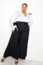 Satin Long Sleeve Tie Waist Wrap Top - $39.55