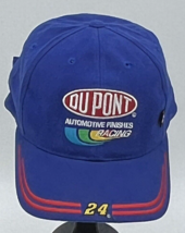 Vintage NASCAR Jeff Gordon Du Pont Racing Rainbow Spell Out Cotton Dad Hat Blue - £13.83 GBP