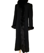 Marvin Richards Women&#39;s Church Winter Black Fox fur lambswool long coat ... - $11,309.28 MXN