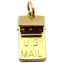 Vintage 10K Gold Mechanical US Mail Postal Letter Drop Box Charm 1940s - $149.00