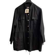 Anne Klein Jacket Women 1X Black Linen Blend Long Unstructured Lagenlook... - $39.40