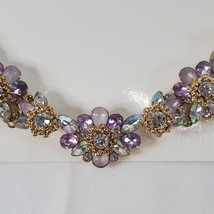 Forever 21 Floral Crystal Rhinestone Statement Necklace purple Fairycore New - $17.81