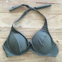 FASHION NOVA Womens LIBRA Halter Bikini Top Olive Green Size M Underwire... - $20.00